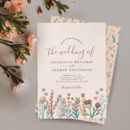 Invitación a la boda del Boho Wildflowers de otoño
