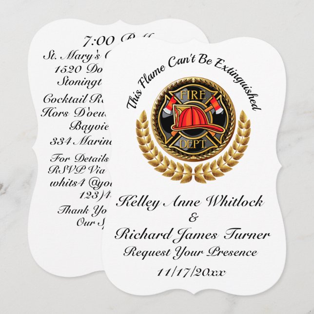 Invitación a la boda del bombero (Anverso / Reverso)