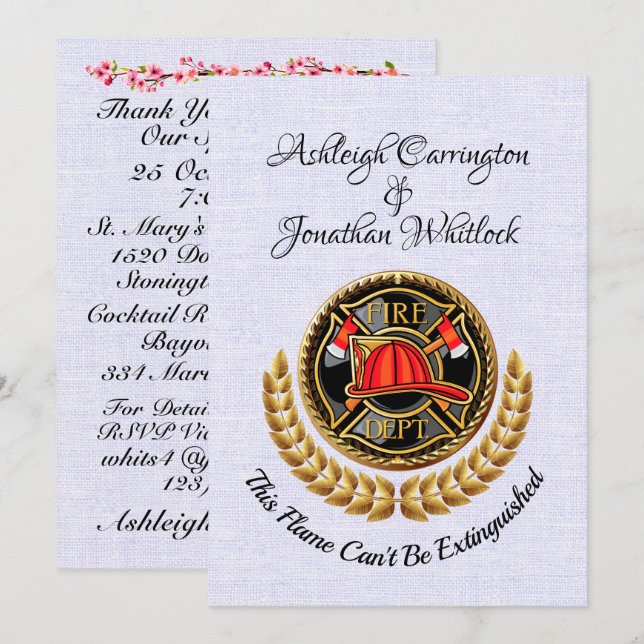 Invitación a la boda del bombero (Anverso / Reverso)