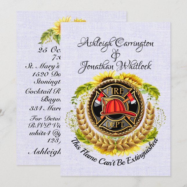 Invitación a la boda del bombero (Anverso / Reverso)