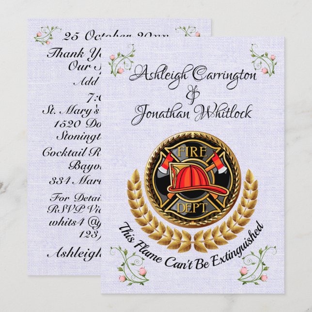 Invitación a la boda del bombero (Anverso / Reverso)
