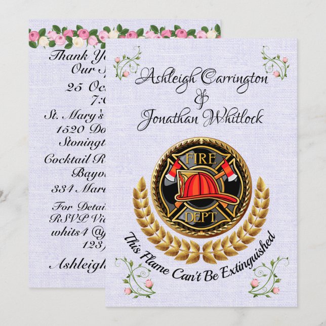 Invitación a la boda del bombero (Anverso / Reverso)
