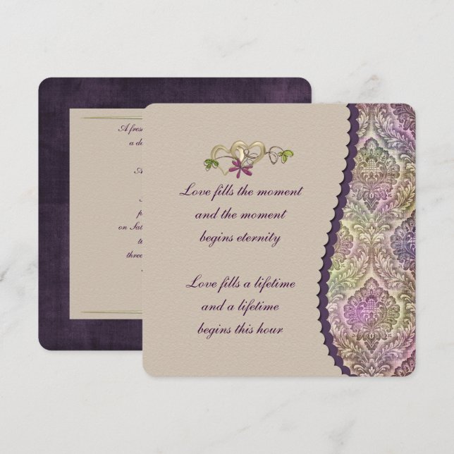 Invitación a la boda del borde de Damask (Anverso / Reverso)