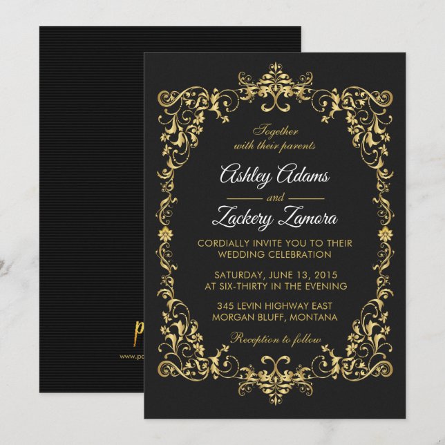 Invitación a la boda del borde de desplazamiento d (Anverso / Reverso)
