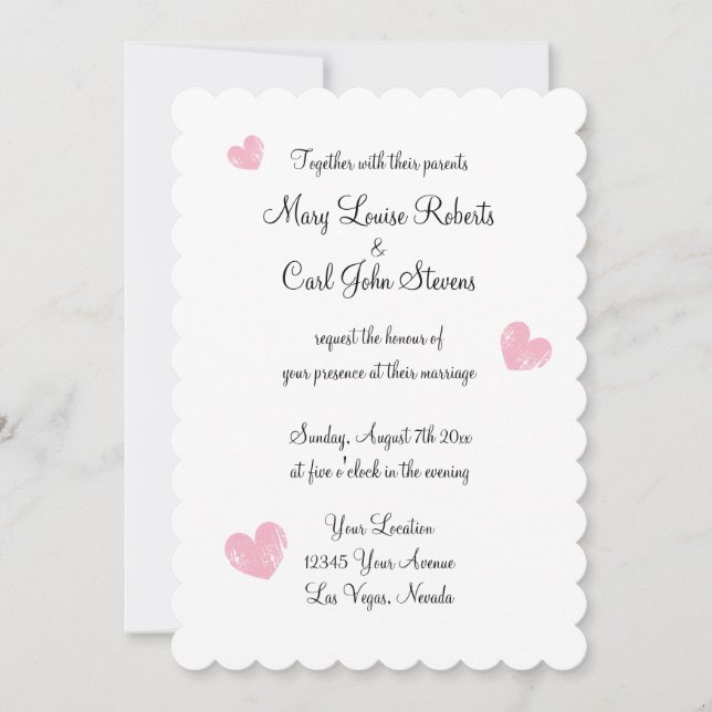 invitación a la boda del borde de la vieira de tip (Anverso)