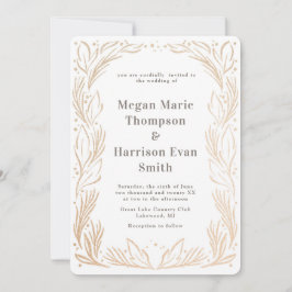 Invitación a la boda del borde de ramas doradas bl