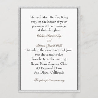 Invitación a la boda del borde gris suave