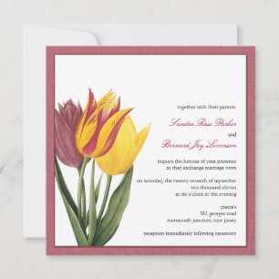 Invitación a la boda del borde Rosa de Tulips