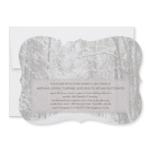 Invitación a la boda del bosque de nieve en invier