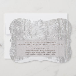 Invitación a la boda del bosque de nieve en invier