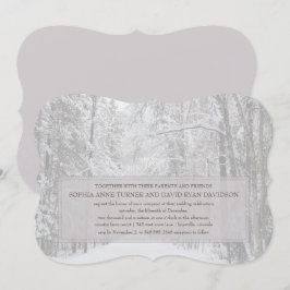Invitación a la boda del bosque de nieve en invier