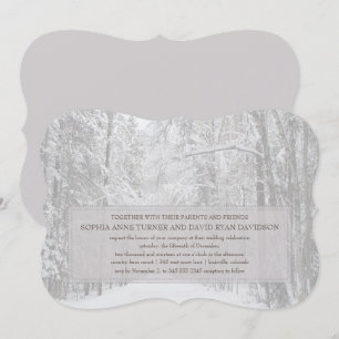 Invitación a la boda del bosque de nieve en invier