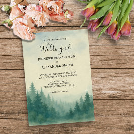 Invitación a la boda del bosque de pinos acuáticos