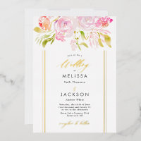 Invitación a la boda del bouquet de color rosa