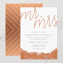 Invitación a la boda del broche de cobre moderno