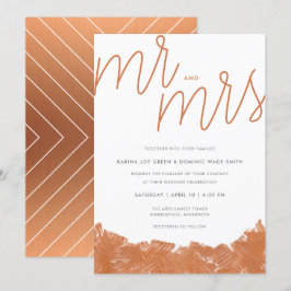 Invitación a la boda del broche de cobre moderno