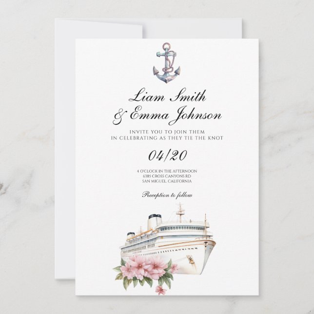 Invitación a la boda del buque de crucero (Anverso)
