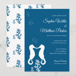 Invitación a la boda del caballito de mar azul de