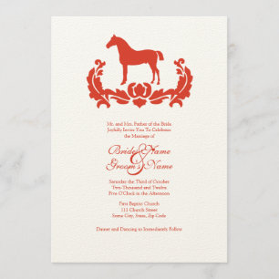 Invitación a la boda del caballo de Damasco rojo y
