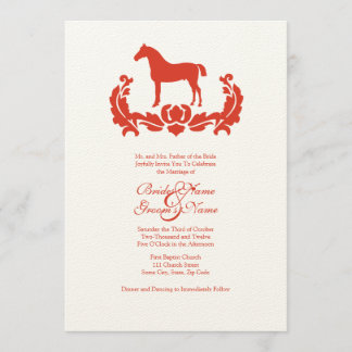 Invitación a la boda del caballo de Damasco rojo y