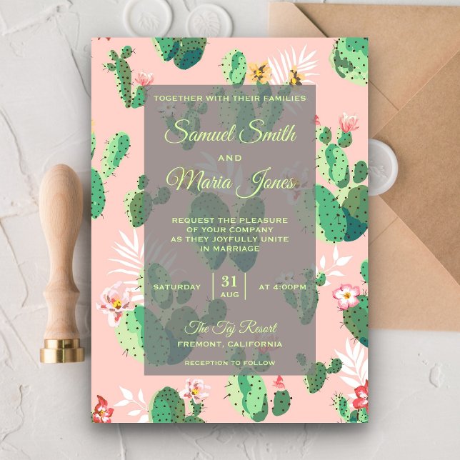 Invitación a la boda del Cactus floral del desiert (Subido por el creador)