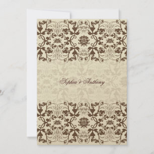 Invitación a la boda del café de Damask Swirls Lac
