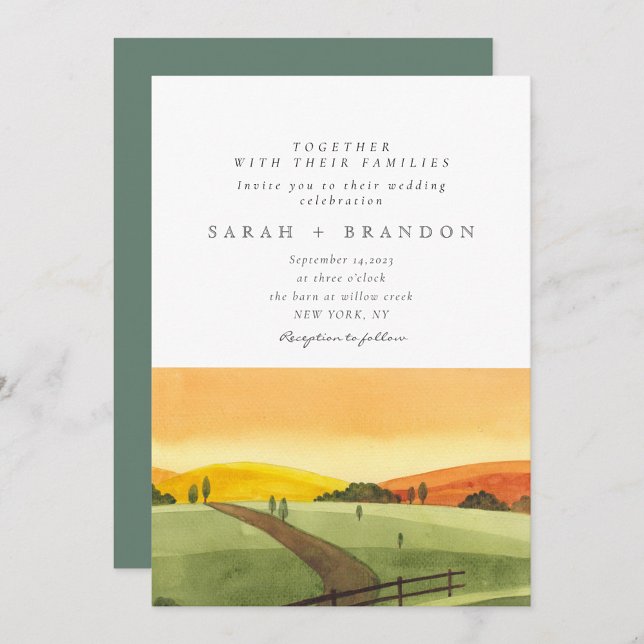 Invitación a la boda del campo Verde de color de a (Subido por el creador)