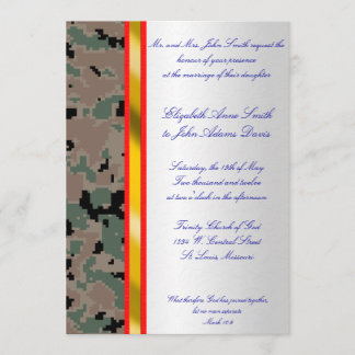 Invitación a la boda del camuflaje digital marino