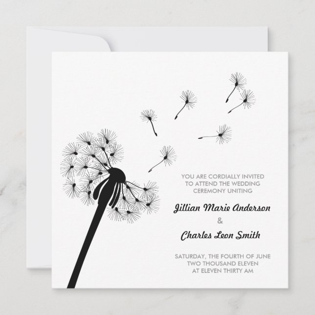 Invitación a la boda del candelabro negro y blanco (Anverso)