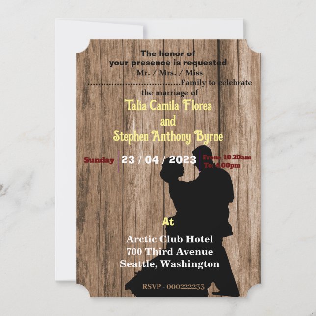 Invitación a la boda del carpintero (Anverso)