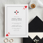 Invitación a la boda del Casino<br><div class="desc">Elegante y contemporáneo diseño boda con temática de casino en rojo,  negro y blanco por Shelby Allison. Haga clic en el enlace Colección de Bodas del Casino para ver los artículos que coincidan,  como invitaciones,  tarjetas rsvp,  favores,  pegatinas y más.</div>