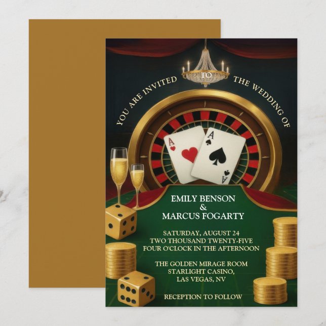 Invitación a la boda del Casino Las Vegas (Anverso / Reverso)