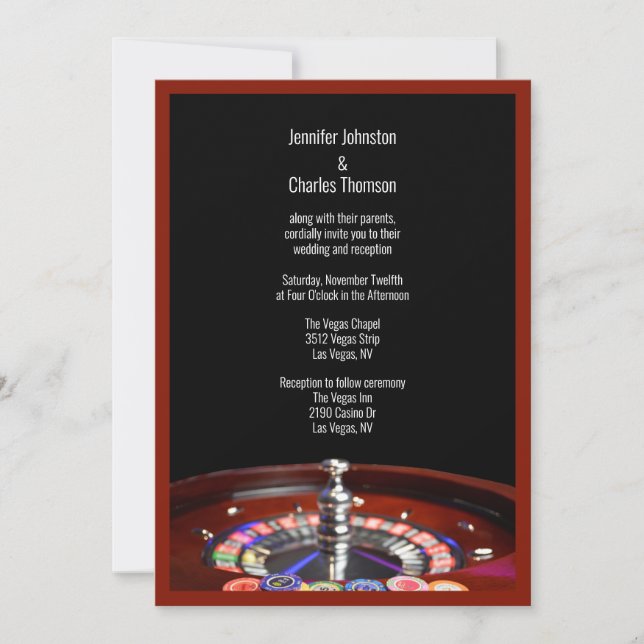 Invitación a la boda del Casino Roulette (Anverso)