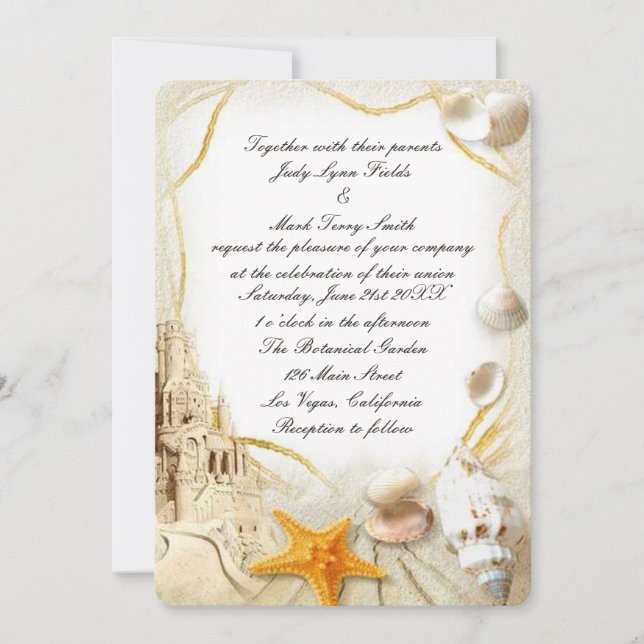 Invitación a la boda del Castillo de Arena de Play (Anverso)