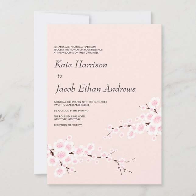Invitación a la boda del cerezo en flor (Anverso)