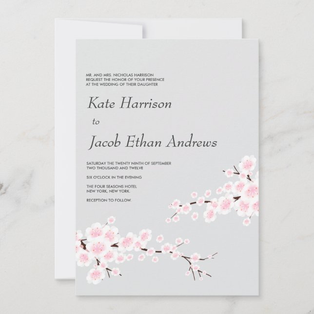 Invitación a la boda del cerezo en flor (Anverso)