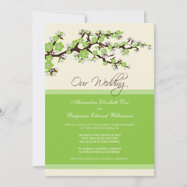 Invitación a la boda del cerezo en flor (manzana v (Anverso)