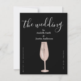 Invitación a la boda del champán rosa y floral de 