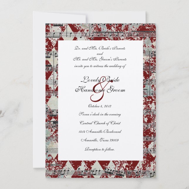 Invitación a la boda del Chevron de la Música Roja (Anverso)