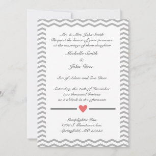 Invitación a la boda del Chevron en Coral y Grey