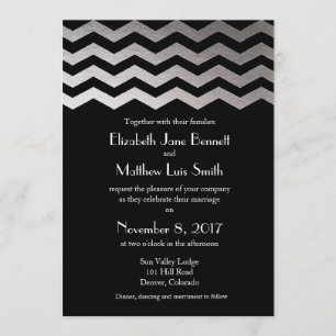 Invitación a la boda del Chevron nocturno bilingüe