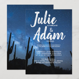 Invitación a la boda del cielo nocturno del desier