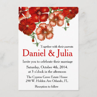 Invitación a la boda del clavel rojo