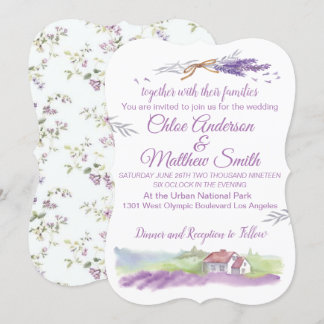 Invitación a la boda del color del agua de Lavenda
