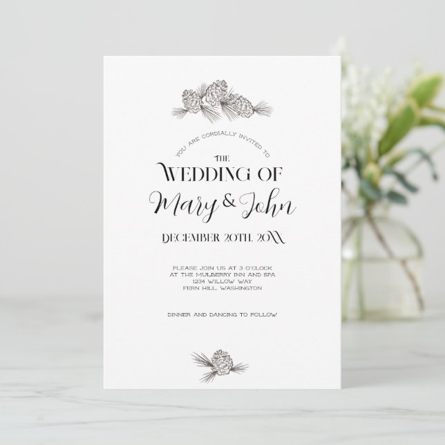 Invitación a la boda del Cono de Pino de vacacione (Anverso de pie)