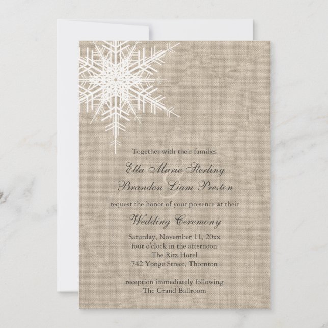 Invitación a la boda del copo de nieve (Anverso)