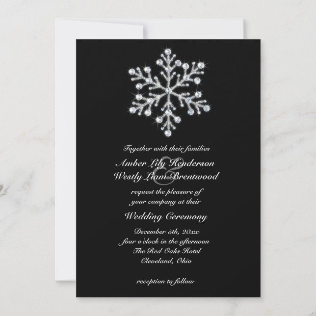 Invitación a la boda del copo de nieve 2 (Anverso)