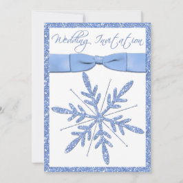 Invitación a la boda del copo de nieve azul helado