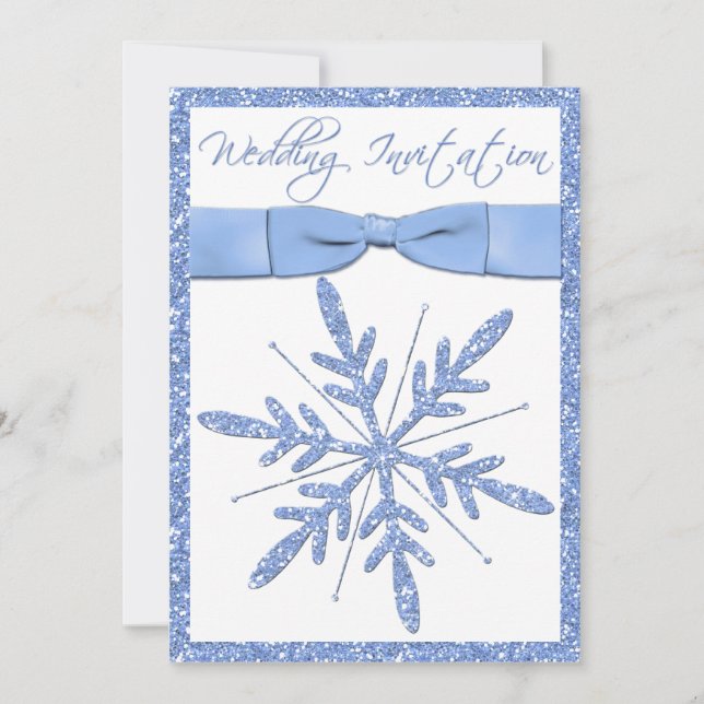 Invitación a la boda del copo de nieve azul helado (Anverso)