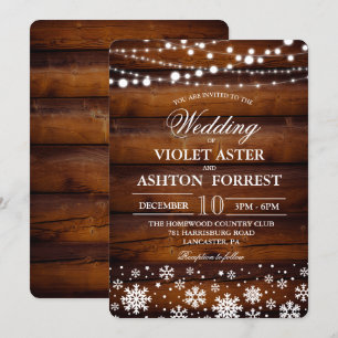 Invitación a la boda del copo de nieve en invierno